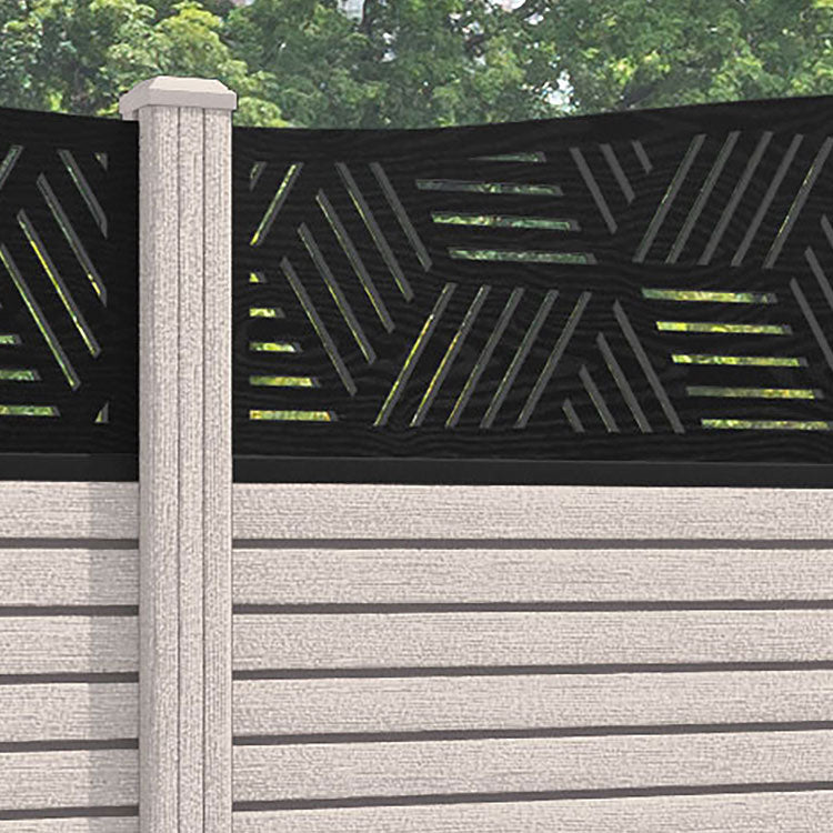 Hudson Cubed Curved Top Fence Panel - Mid Stone - with our composite posts
