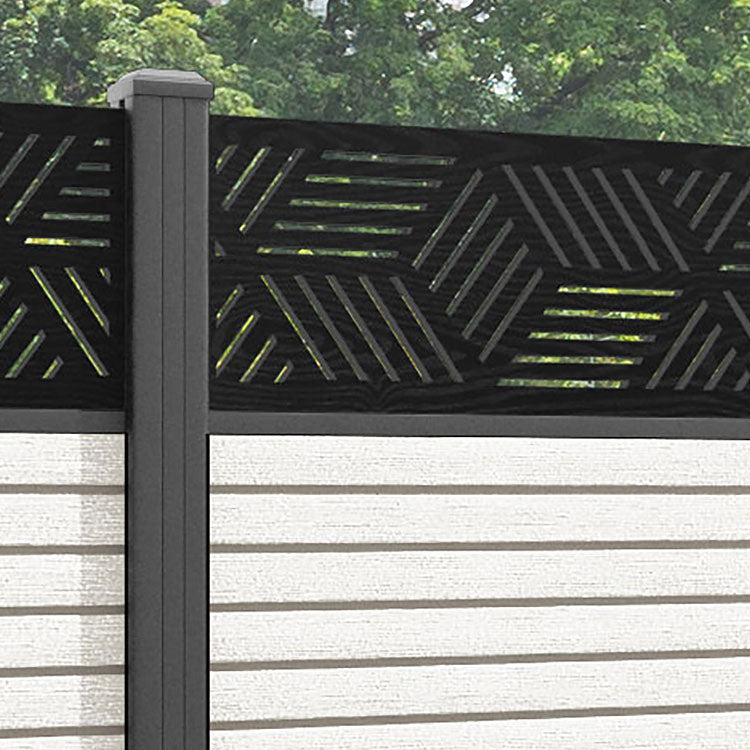 Hudson Cubed Fence Panel - Light Stone - with our aluminium posts