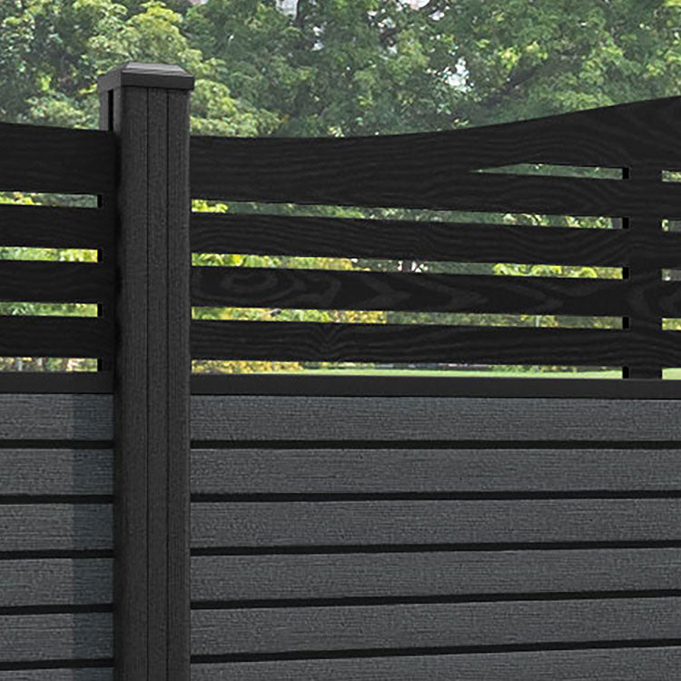 Hudson Aspen Curved Top Fence Panel - Dark Grey - with our composite posts