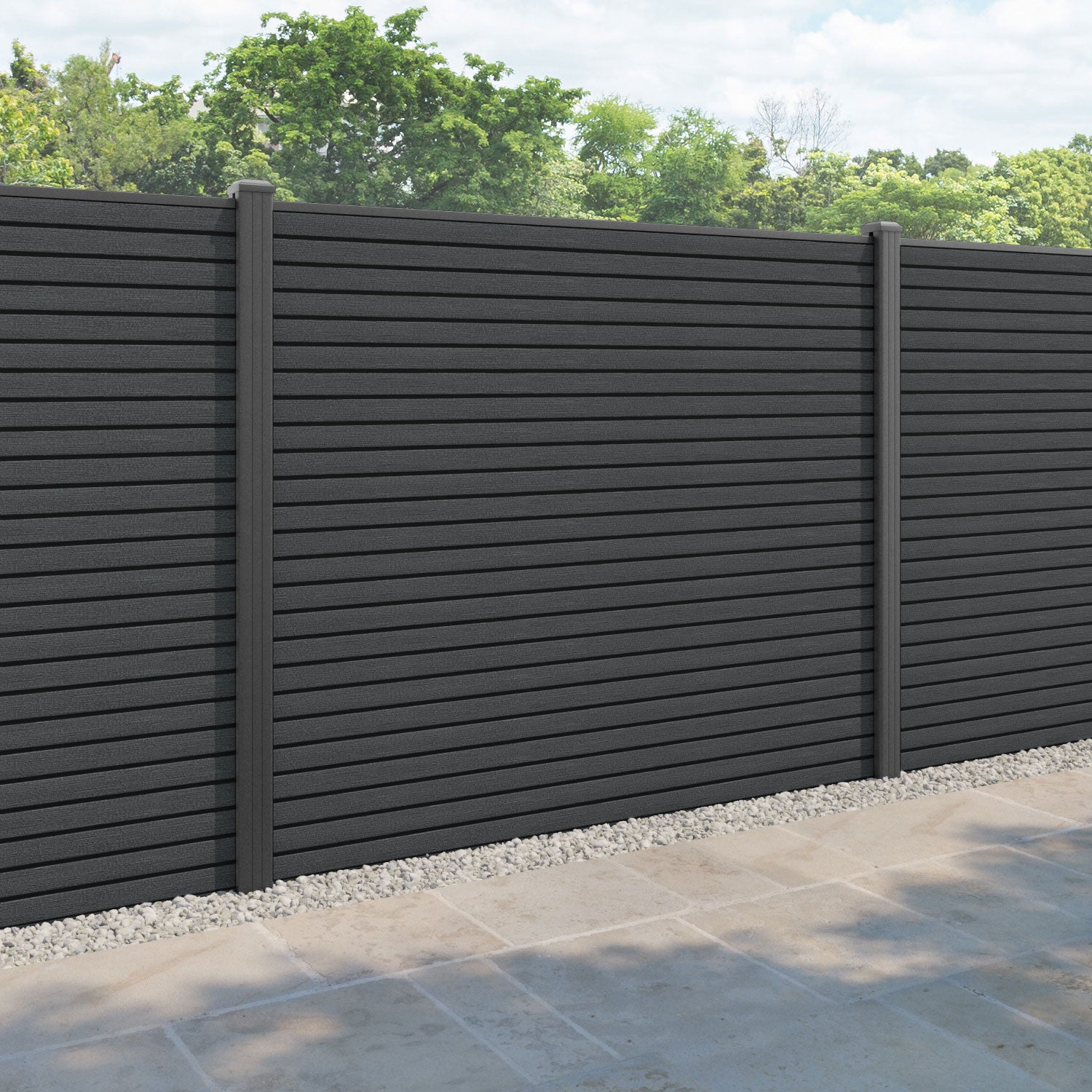 Hudson Fence Panel - Dark grey - with our aluminium posts