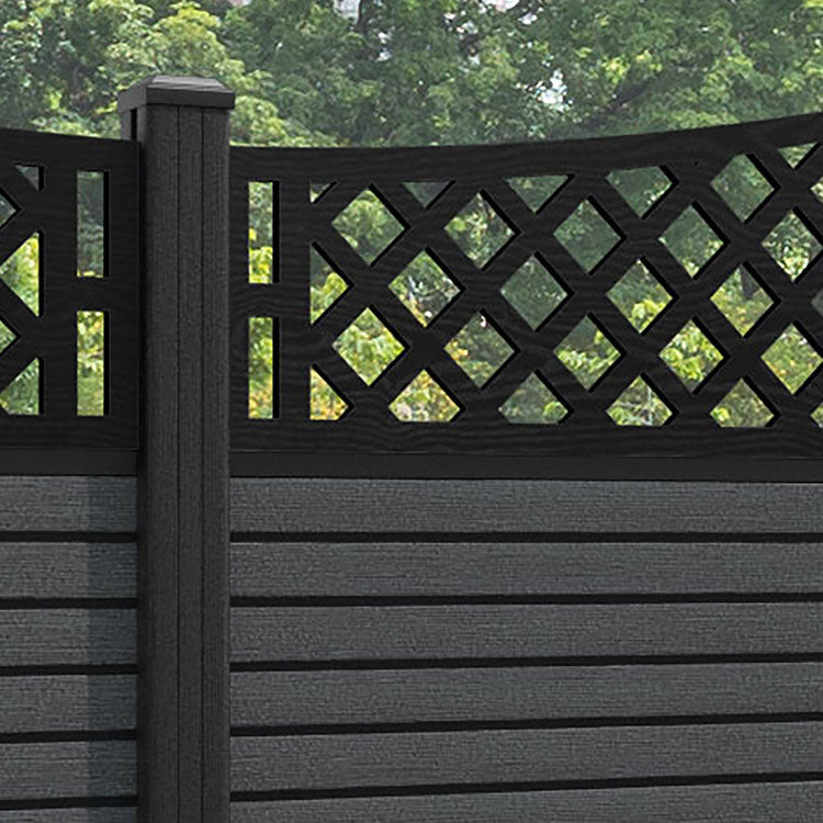 Hudson Oxford Curved Top Fence Panel - Dark Grey - with our composite posts
