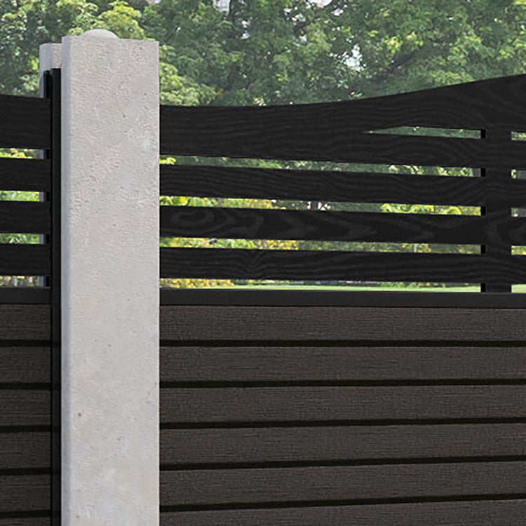 Hudson Aspen Curved Top Fence Panel - Dark Oak - for existing concrete posts
