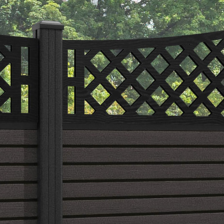 Hudson Oxford Curved Top Fence Panel - Dark Oak - with our composite posts