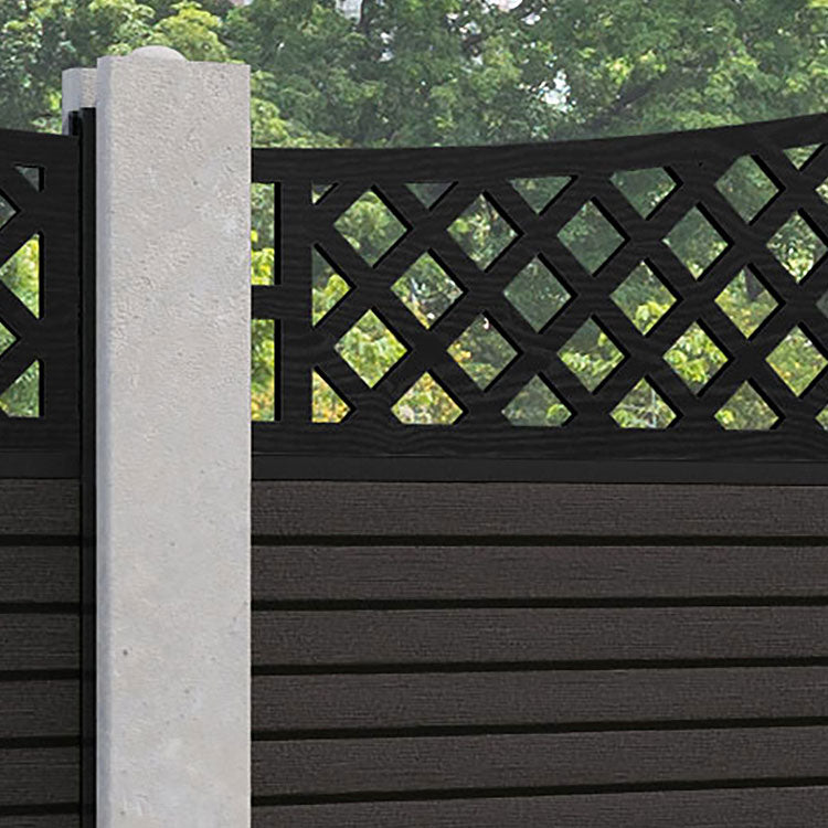 Hudson Oxford Curved Top Fence Panel - Dark Oak - for existing concrete posts