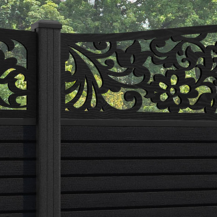 Hudson Eden Curved Top Fence Panel - Black - with our composite posts