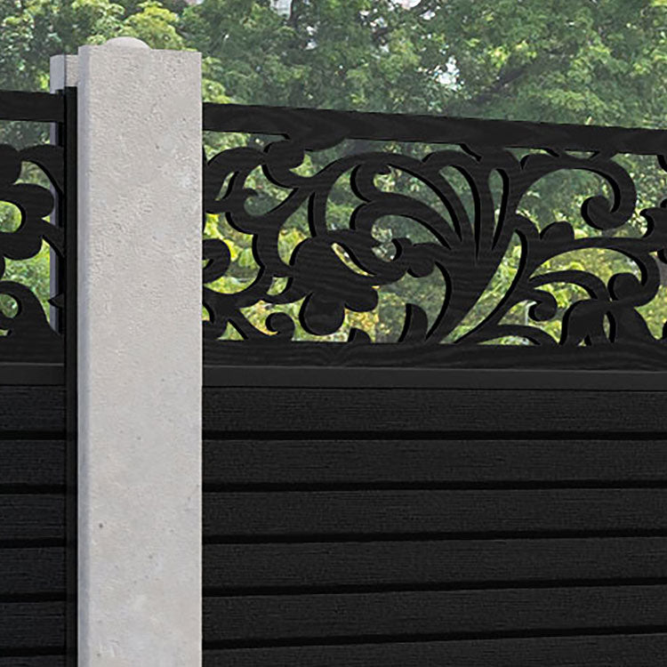Hudson Eden Fence Panel - Black - for existing concrete posts
