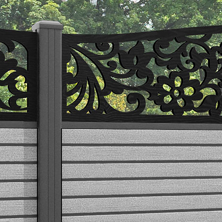 Hudson Eden Curved Top Fence Panel - Light Grey - with our aluminium posts