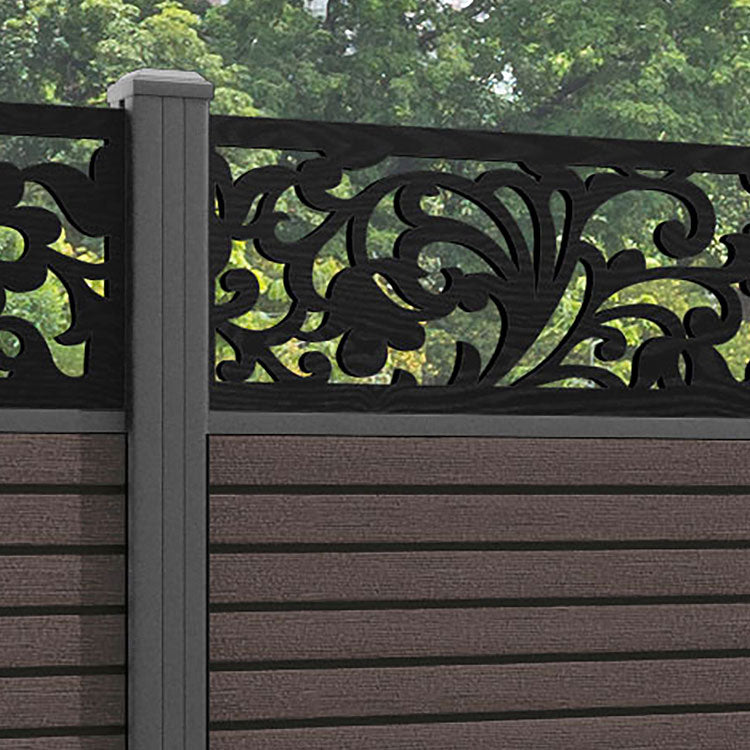 Hudson Eden Fence Panel - Mid Brown - with our aluminium posts