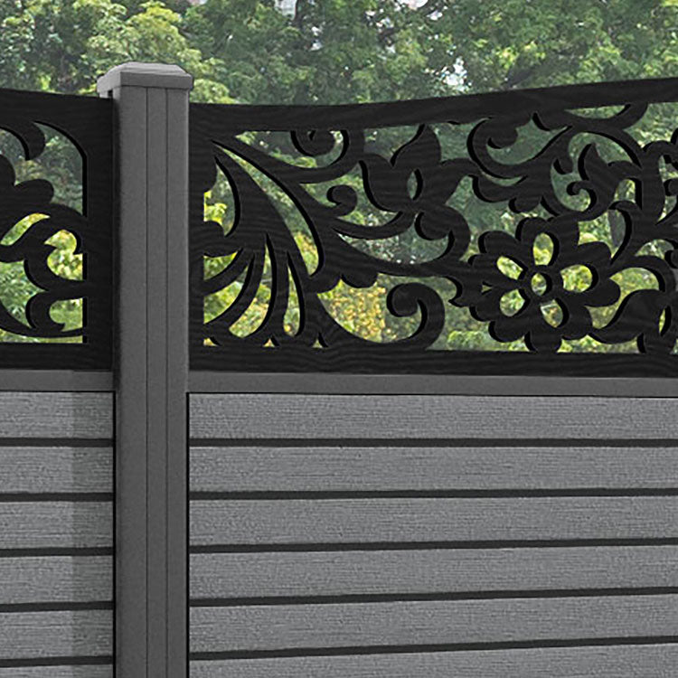 Hudson Eden Curved Top Fence Panel - Mid Grey - with our aluminium posts