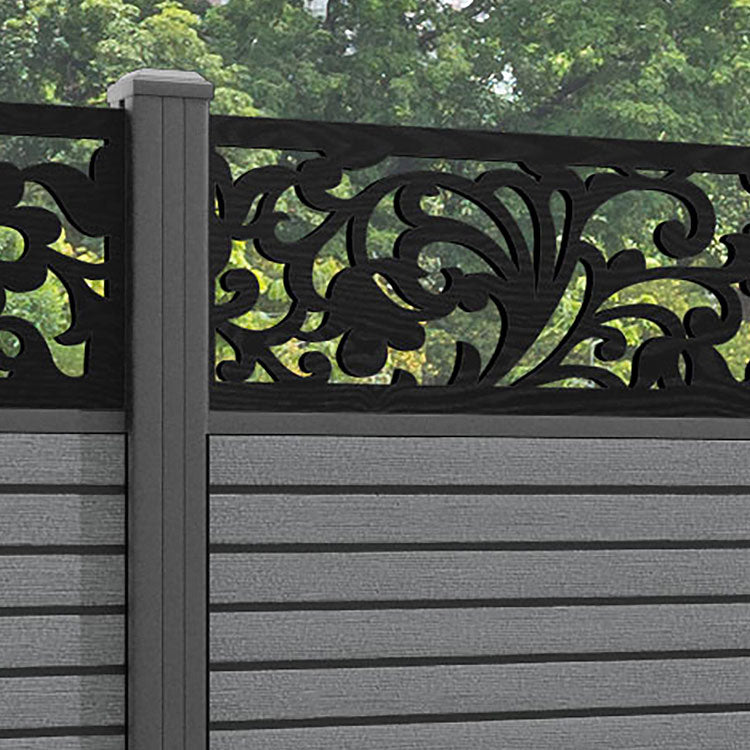 Hudson Eden Fence Panel - Mid Grey - with our aluminium posts