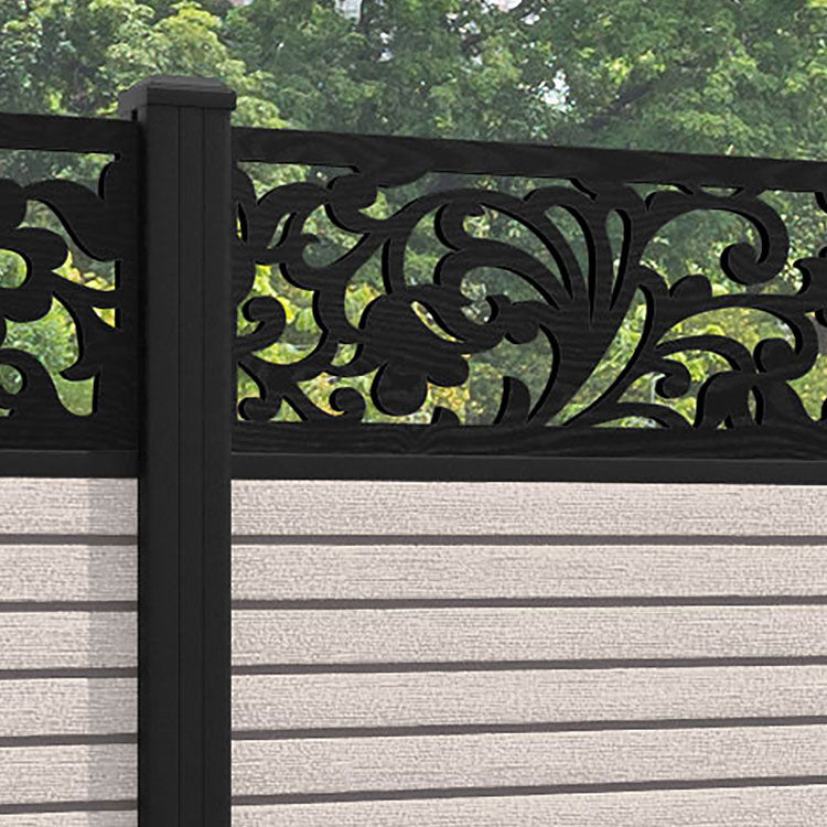 Hudson Eden Fence Panel - Mid Stone - with our aluminium posts