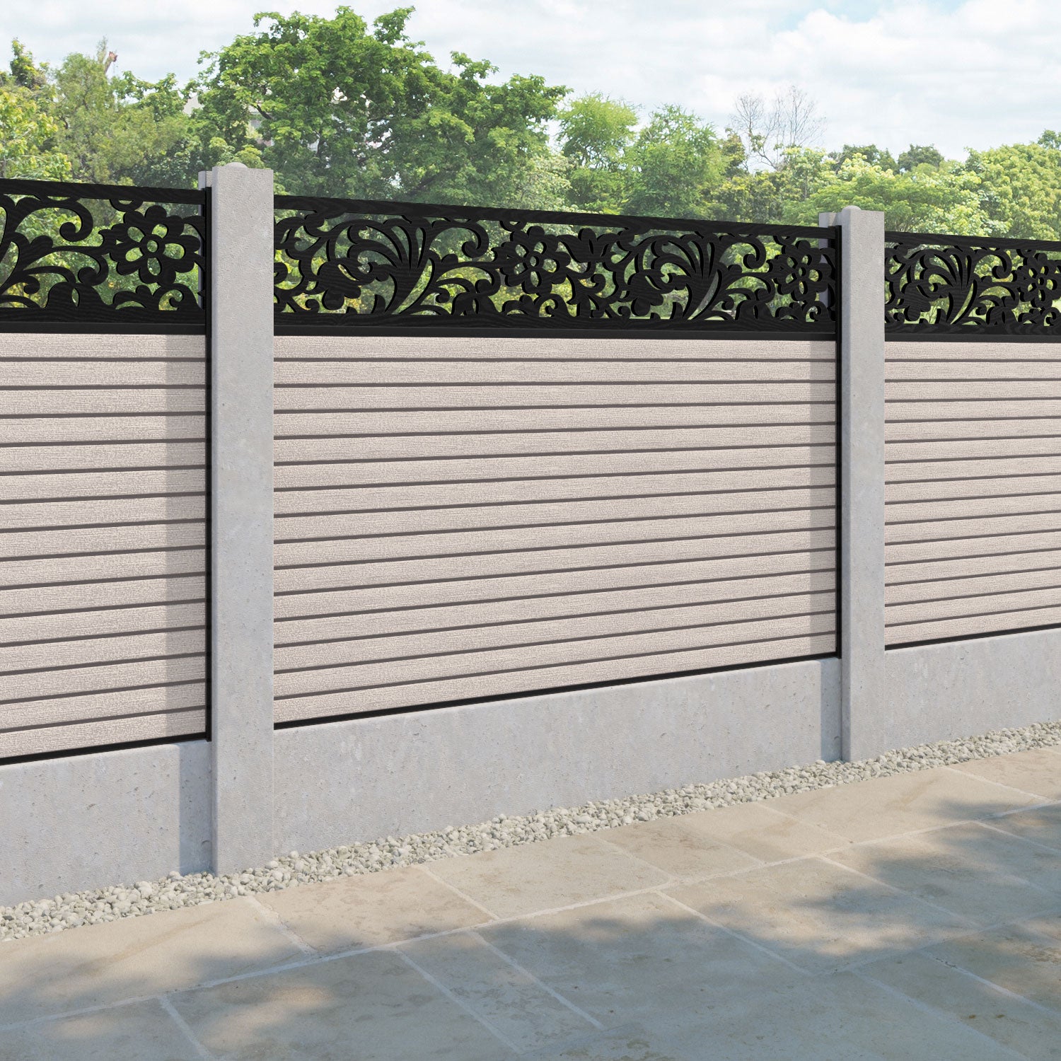 Hudson Eden Fence Panel - Mid Stone - for existing concrete posts