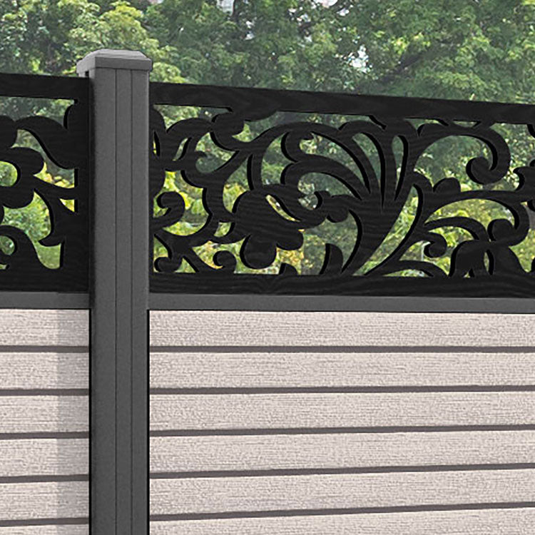 Hudson Eden Fence Panel - Mid Stone - with our aluminium posts