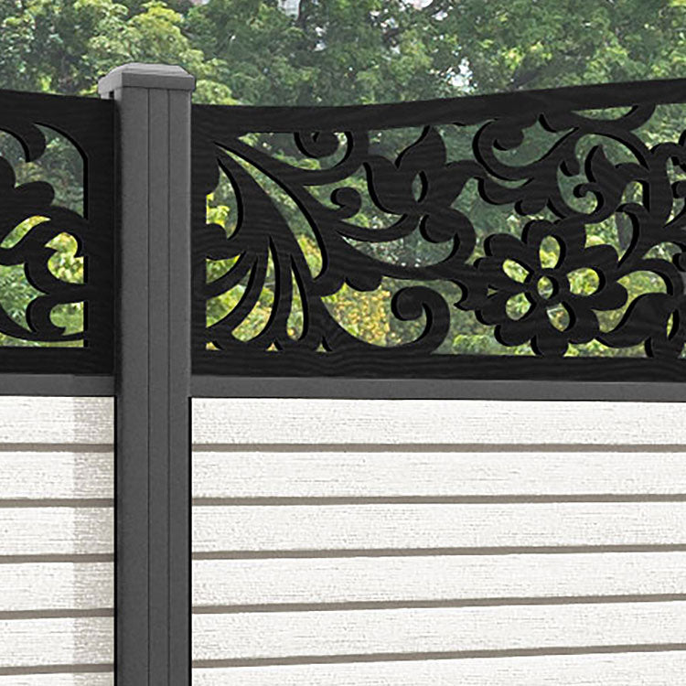 Hudson Eden Curved Top Fence Panel - Light Stone - with our aluminium posts
