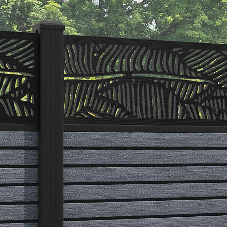 Hudson Feather Fence Panel - Anthracite - with our aluminium posts
