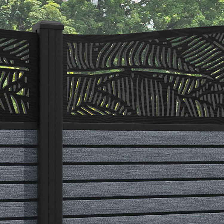 Hudson Feather Curved Top Fence Panel - Anthracite - with our aluminium posts
