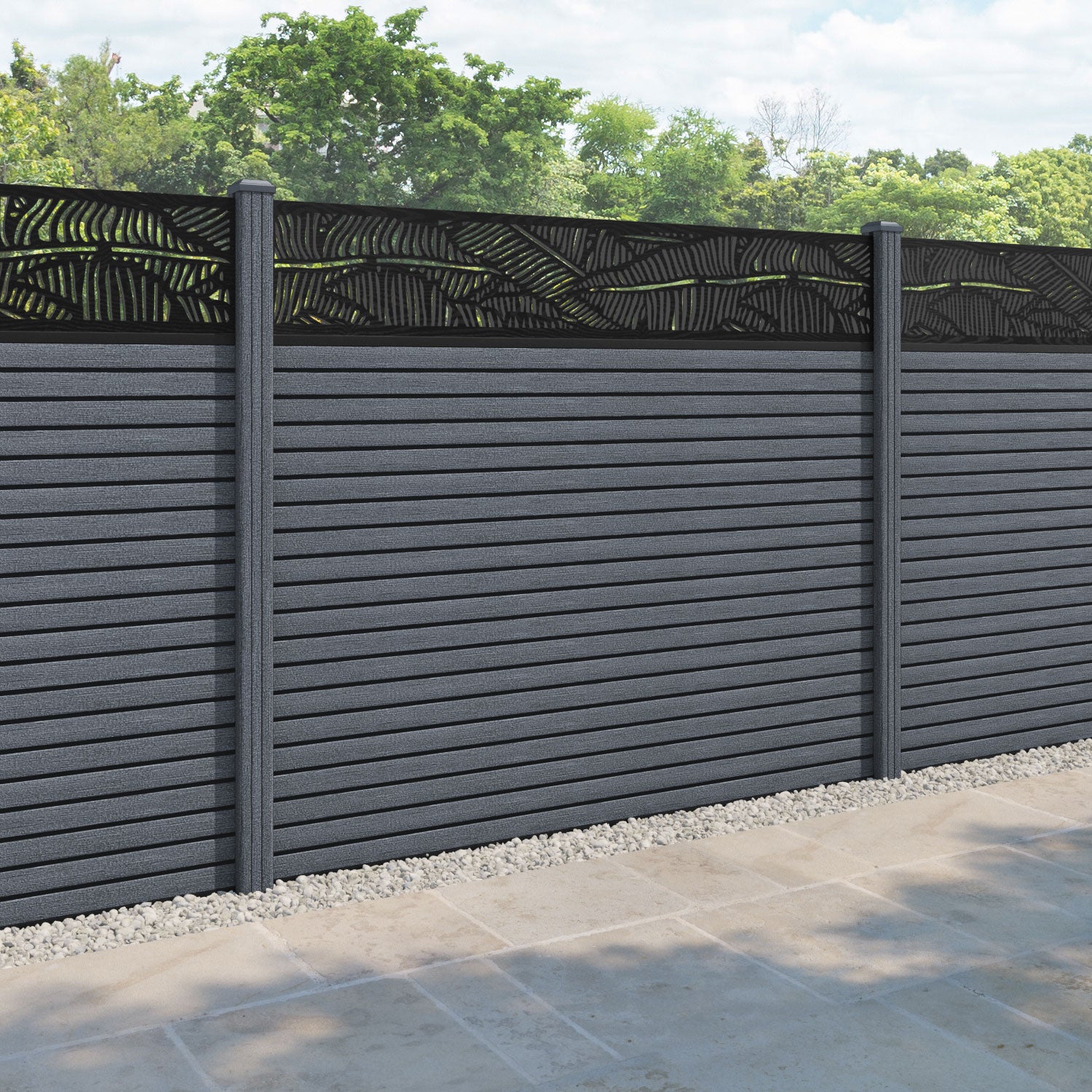 Hudson Feather Fence Panel - Anthracite - with our composite posts