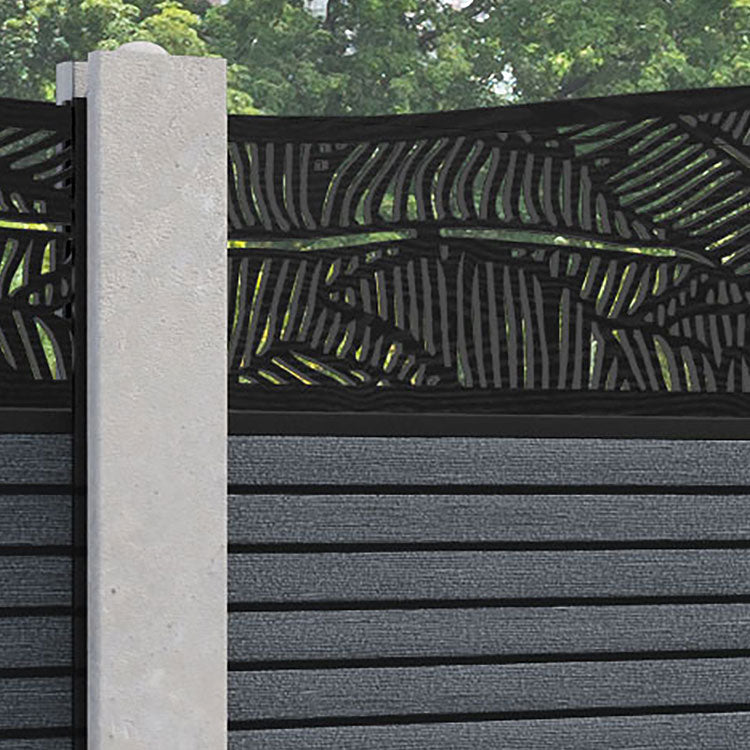 Hudson Feather Curved Top Fence Panel - Anthracite - for existing concrete posts