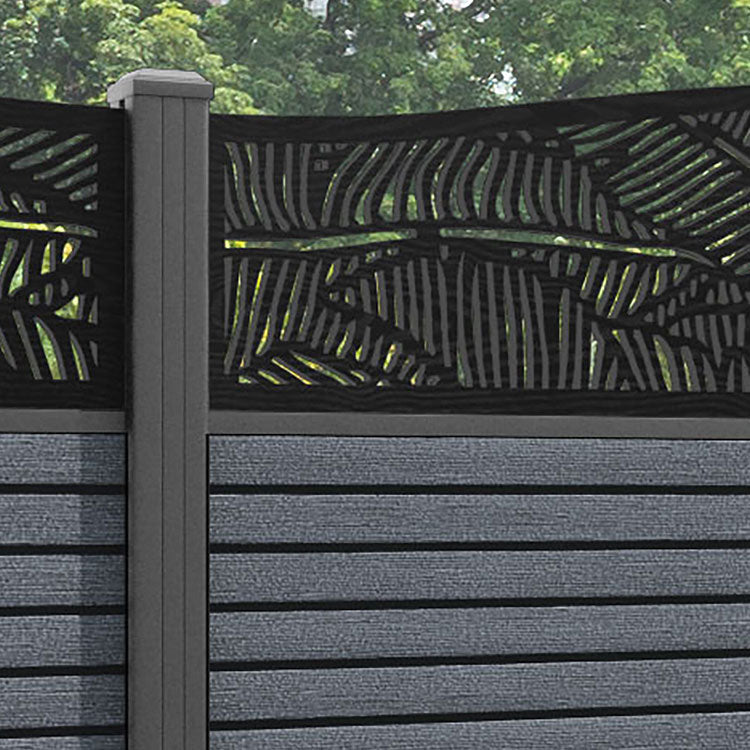 Hudson Feather Curved Top Fence Panel - Anthracite - with our aluminium posts