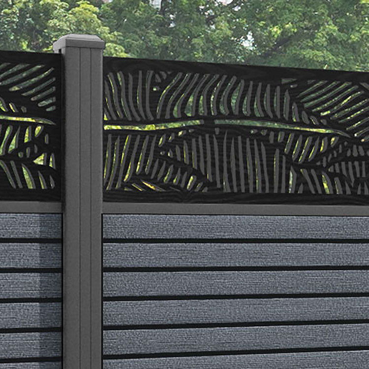 Hudson Feather Fence Panel - Anthracite - with our aluminium posts
