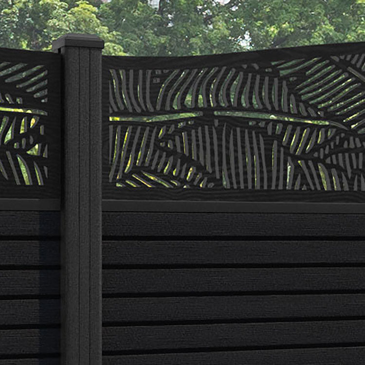 Hudson Feather Curved Top Fence Panel - Black - with our composite posts