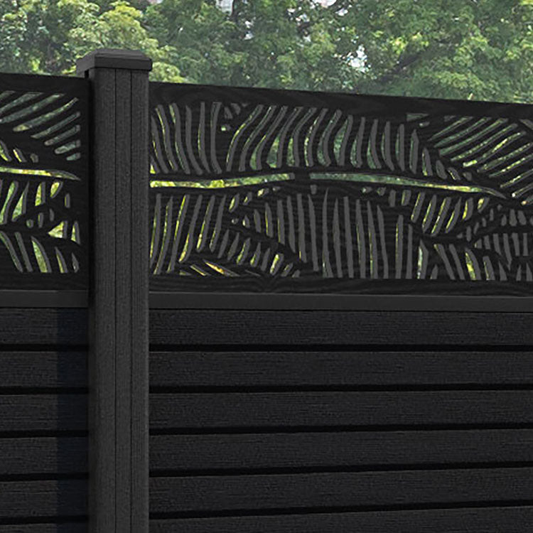 Hudson Feather Fence Panel - Black - with our composite posts