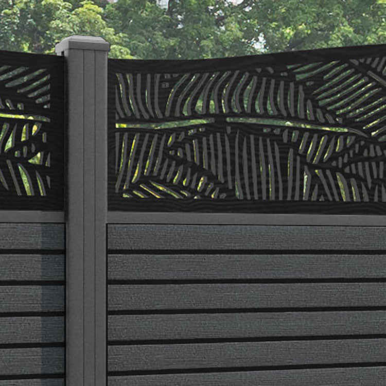 Hudson Feather Curved Top Fence Panel - Dark Grey - with our aluminium posts
