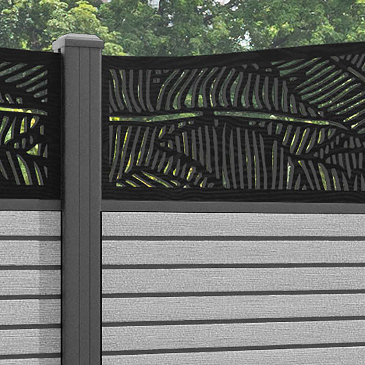 Hudson Feather Curved Top Fence Panel - Light Grey - with our aluminium posts