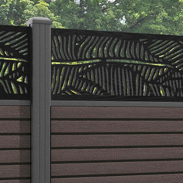 Hudson Feather Fence Panel - Mid Brown - with our aluminium posts