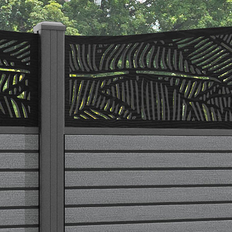 Hudson Feather Curved Top Fence Panel - Mid Grey - with our aluminium posts