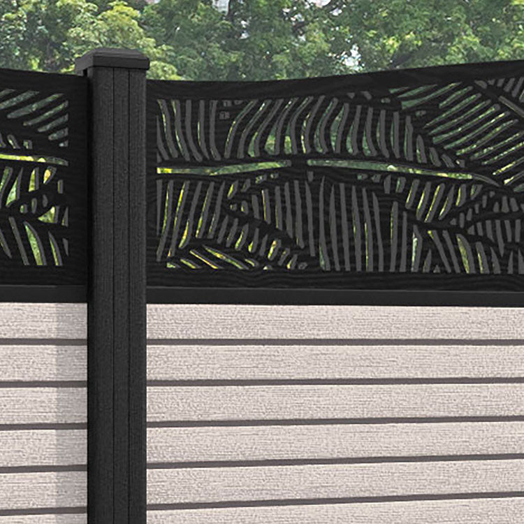 Hudson Feather Curved Top Fence Panel - Mid Stone - with our composite posts