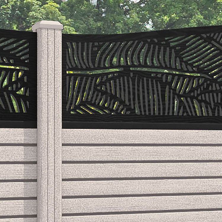 Hudson Feather Curved Top Fence Panel - Mid Stone - with our composite posts