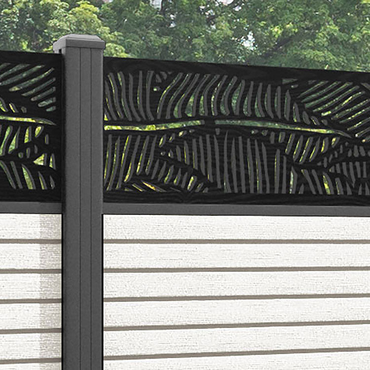 Hudson Feather Fence Panel - Light Stone - with our aluminium posts