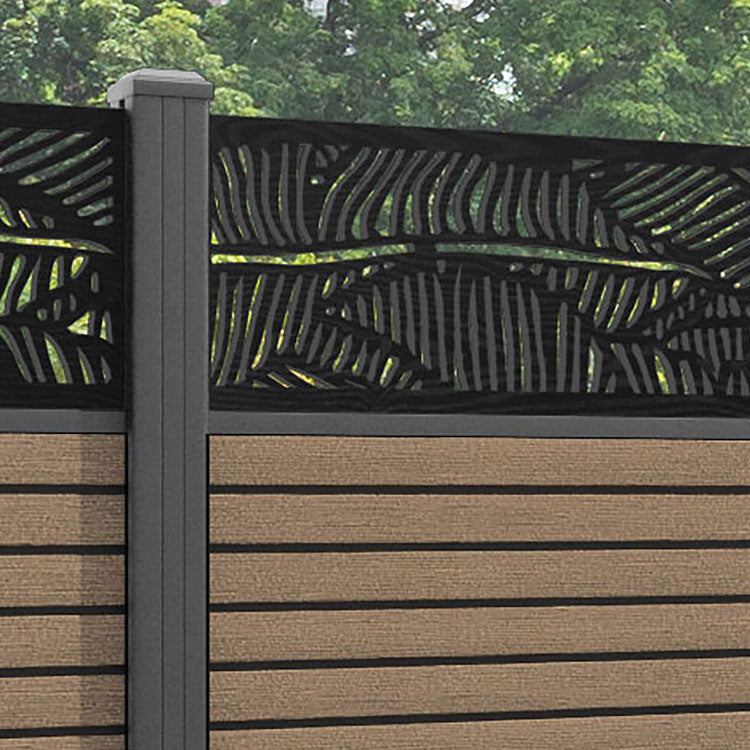 Hudson Feather Fence Panel - Teak - with our aluminium posts