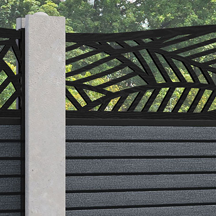 Hudson Habitat Curved Top Fence Panel - Anthracite - for existing concrete posts