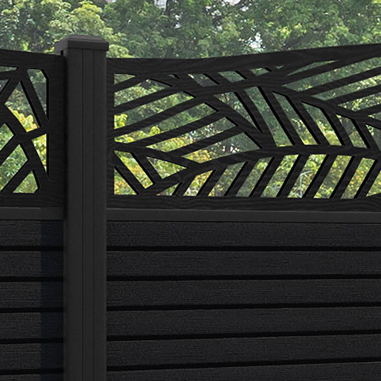 Hudson Habitat Curved Top Fence Panel - Black - with our aluminium posts