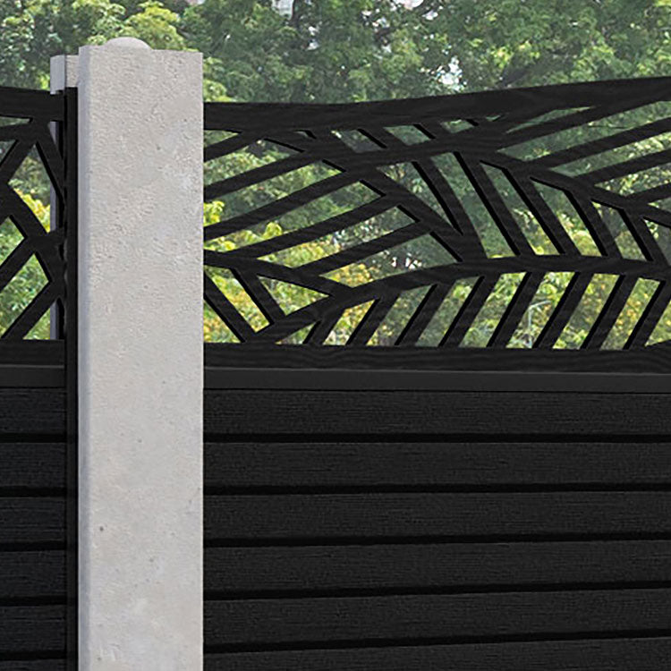 Hudson Habitat Curved Top Fence Panel - Black - for existing concrete posts