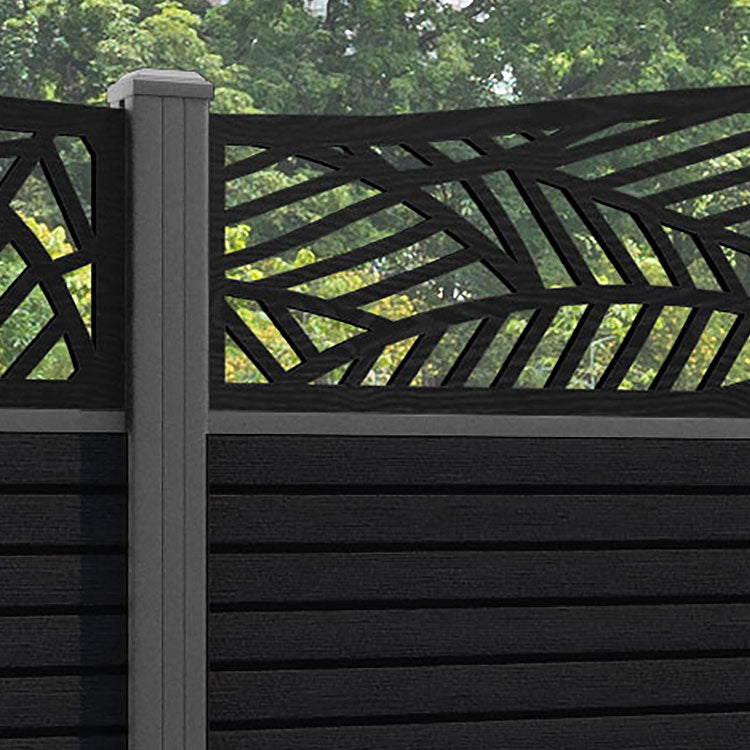 Hudson Habitat Curved Top Fence Panel - Black - with our aluminium posts