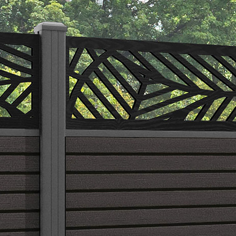 Hudson Habitat Fence Panel - Dark Oak - with our aluminium posts