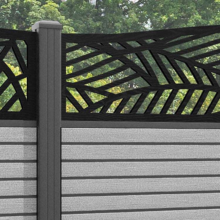 Hudson Habitat Curved Top Fence Panel - Light Grey - with our aluminium posts