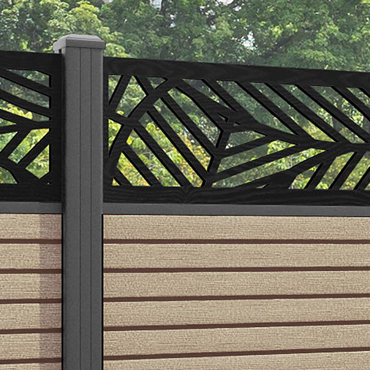 Hudson Habitat Fence Panel - Light Oak - with our aluminium posts
