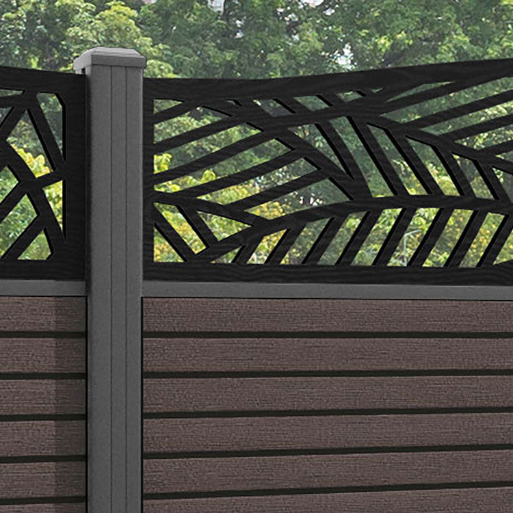 Hudson Habitat Curved Top Fence Panel - Mid Brown - with our aluminium posts