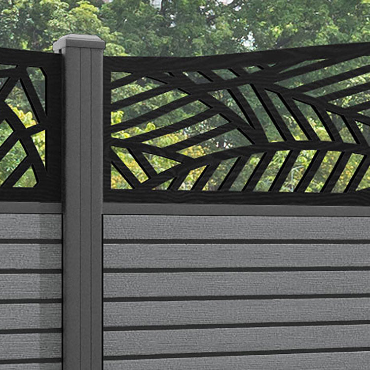 Hudson Habitat Curved Top Fence Panel - Mid Grey - with our aluminium posts