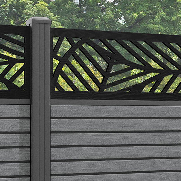 Hudson Habitat Fence Panel - Mid Grey - with our aluminium posts