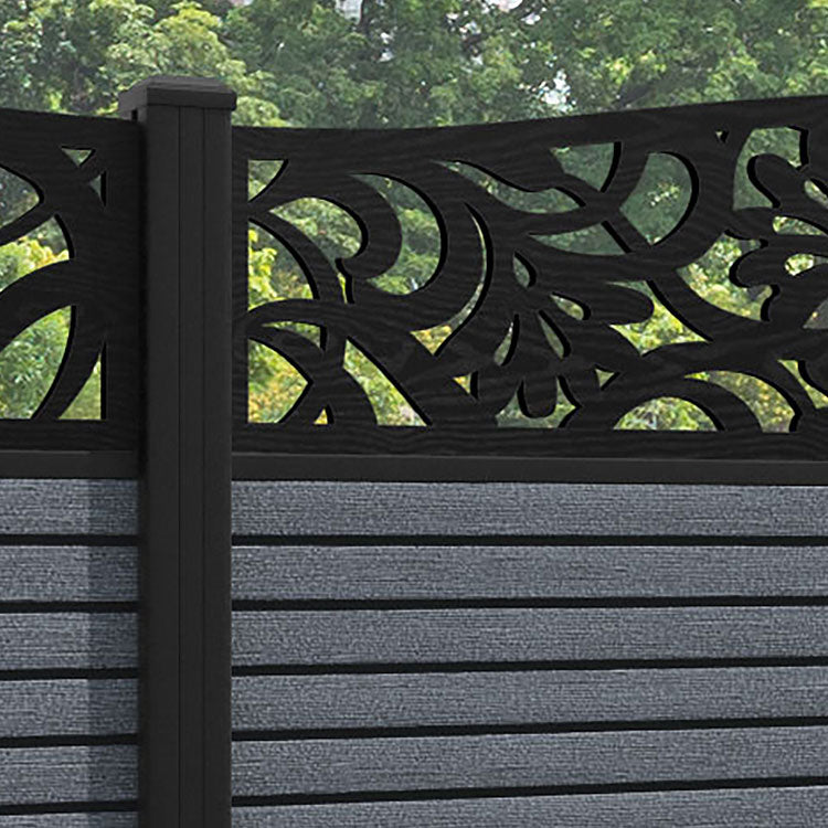 Hudson Heritage Curved Top Fence Panel - Anthracite - with our aluminium posts