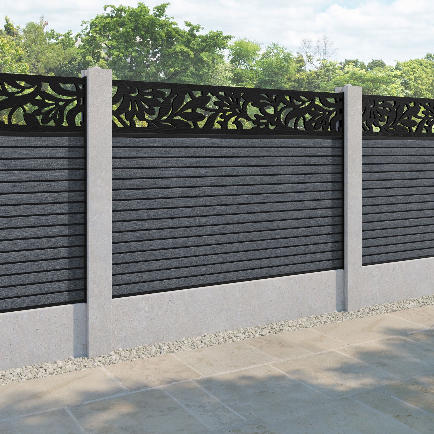 Hudson Heritage Fence Panel - Anthracite - for existing concrete posts