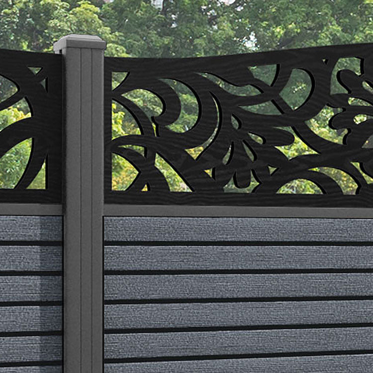 Hudson Heritage Curved Top Fence Panel - Anthracite - with our aluminium posts