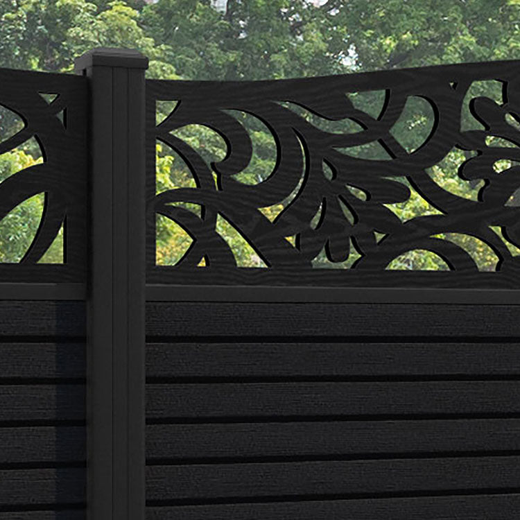 Hudson Heritage Curved Top Fence Panel - Black - with our aluminium posts