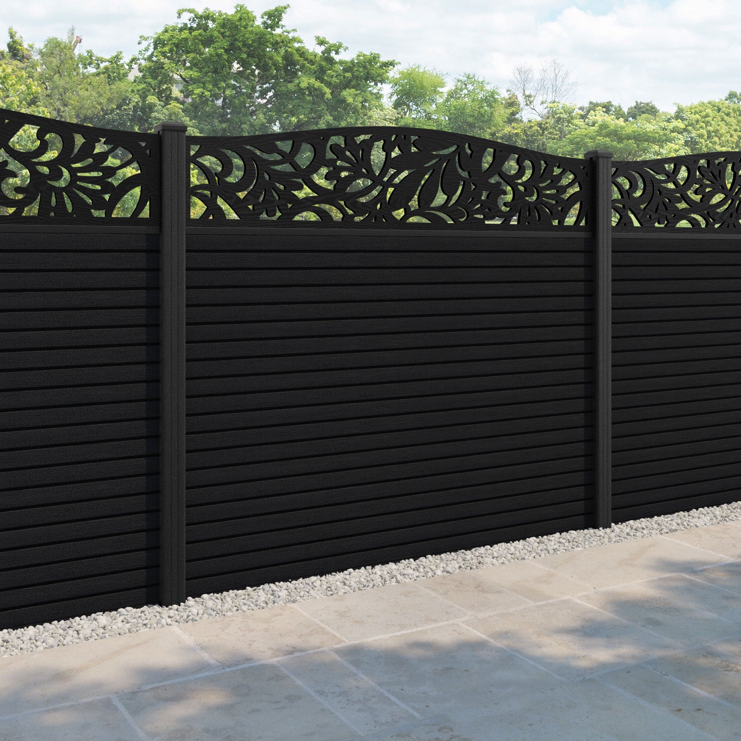 Hudson Heritage Curved Top Fence Panel - Black - with our composite posts
