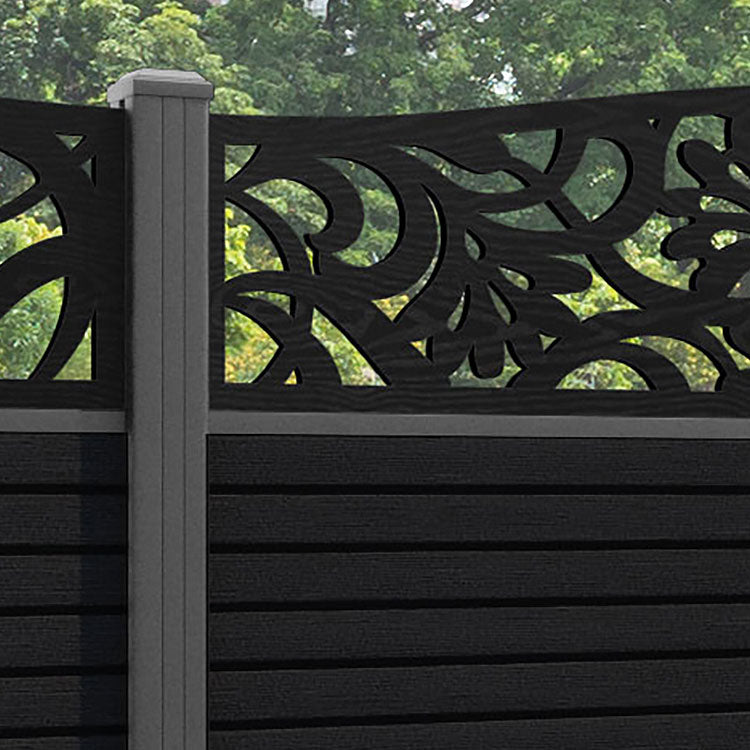 Hudson Heritage Curved Top Fence Panel - Black - with our aluminium posts